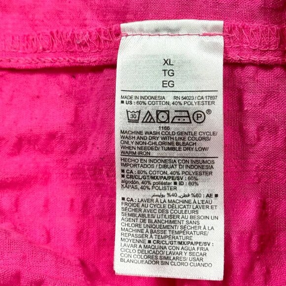 Old Navy Tiered Flowy Top Sz.XL Hot Pink Seersucker V-Neck Coquette Dopamine - Picture 8 of 10